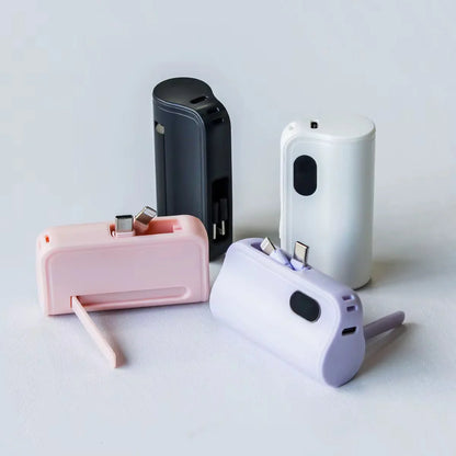 Mini Power Bank 2-en-1 – Ultra-Rapide et Durable (5000mAh), compatible iPhone & Android type C