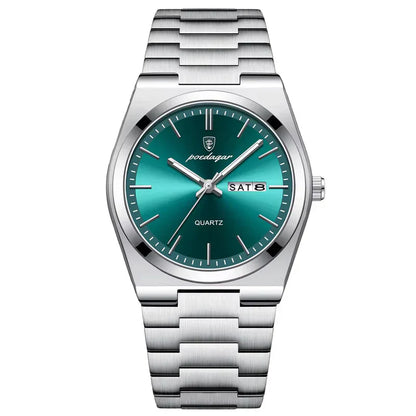 Montre Homme Poedagar — Acier Inoxydable, Lumineuse & Date | Collection Élégance
