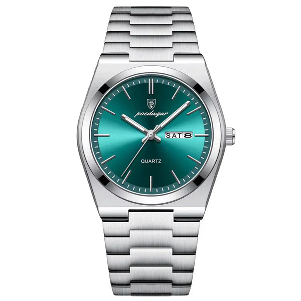 Montre Homme Poedagar — Acier Inoxydable, Lumineuse & Date | Collection Élégance