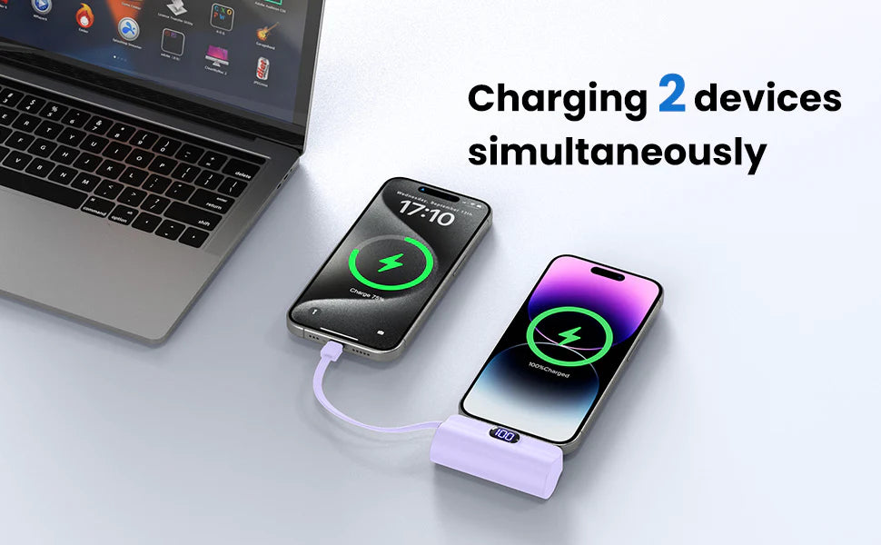 Mini Power Bank 2-en-1 – Ultra-Rapide et Durable (5000mAh), compatible iPhone & Android type C