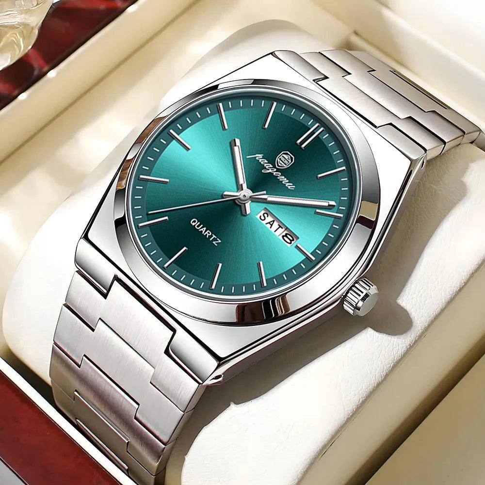 Montre Homme Poedagar — Acier Inoxydable, Lumineuse & Date | Collection Élégance