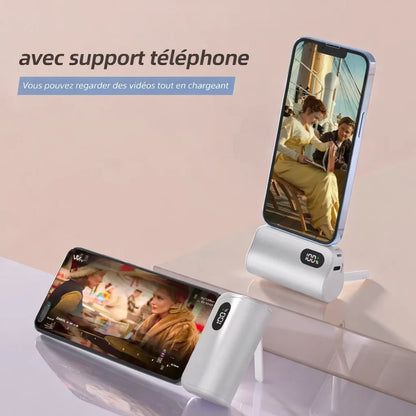 Mini Power Bank 2-en-1 – Ultra-Rapide et Durable (5000mAh), compatible iPhone & Android type C