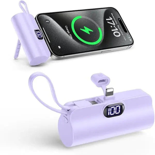 Mini Power Bank 2-en-1 – Ultra-Rapide et Durable (5000mAh), compatible iPhone & Android type C