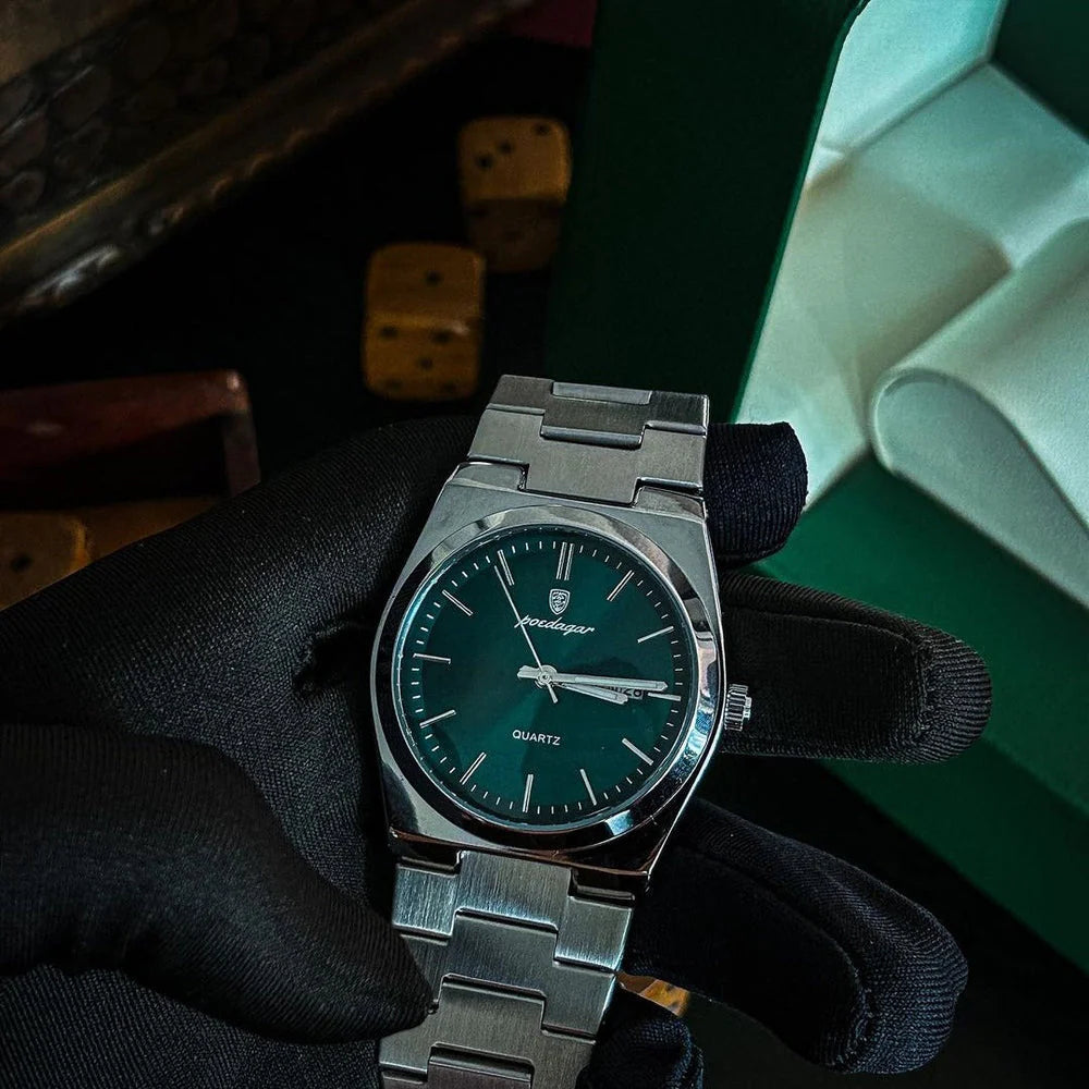 Montre Homme Poedagar — Acier Inoxydable, Lumineuse & Date | Collection Élégance