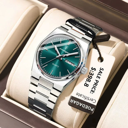 Montre Homme Poedagar — Acier Inoxydable, Lumineuse & Date | Collection Élégance