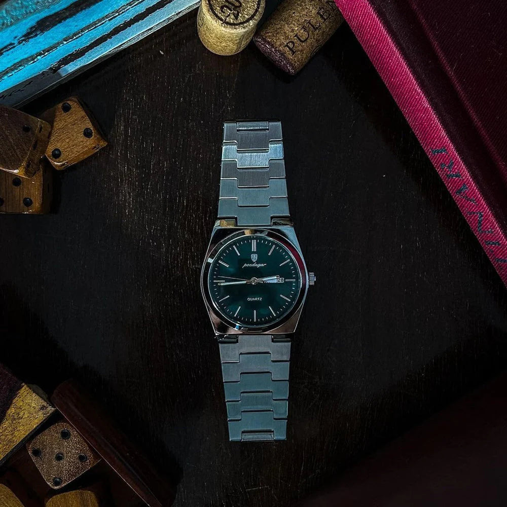 Montre Homme Poedagar — Acier Inoxydable, Lumineuse & Date | Collection Élégance
